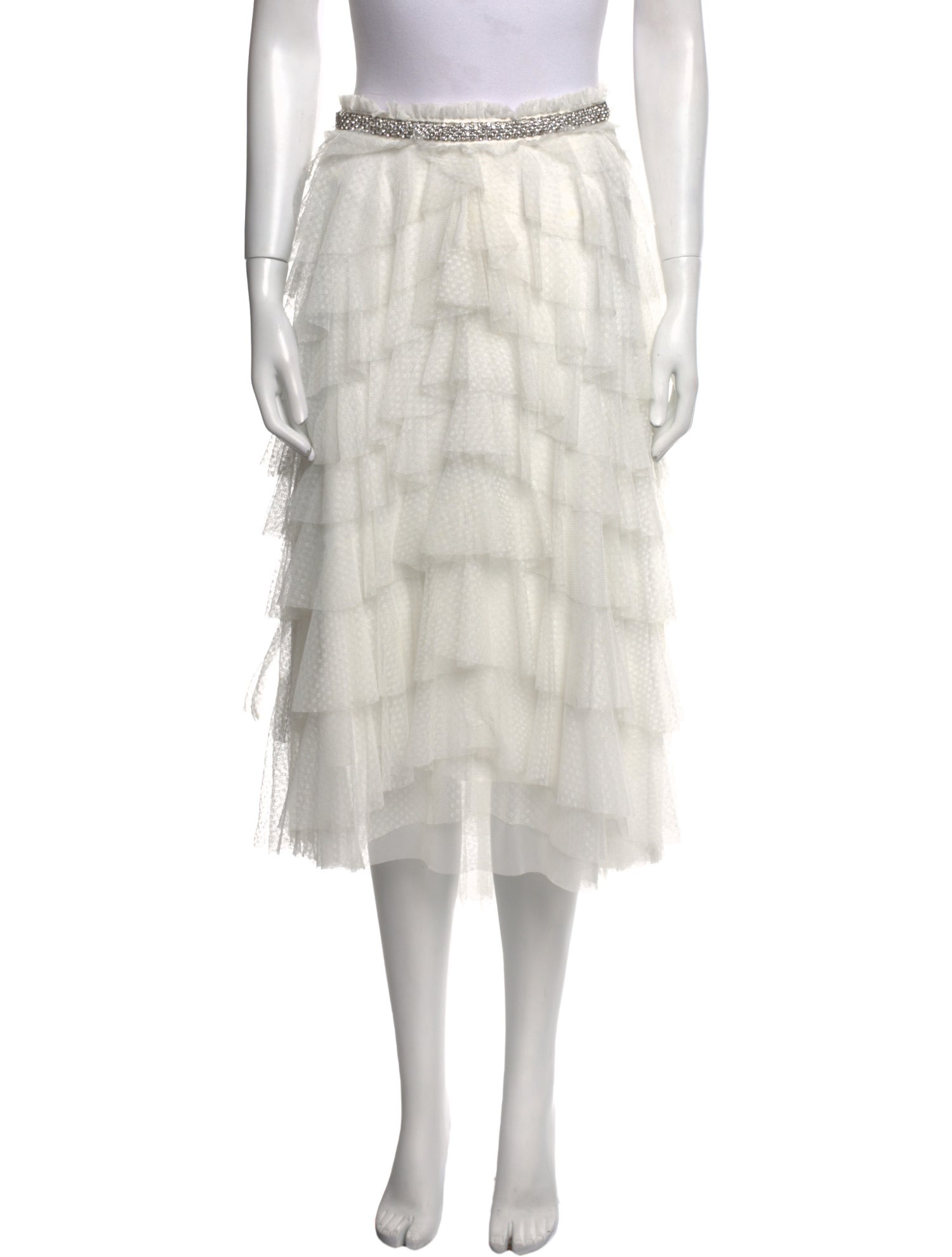 Needle & Thread Mesh Accents Knee-Length Skirt