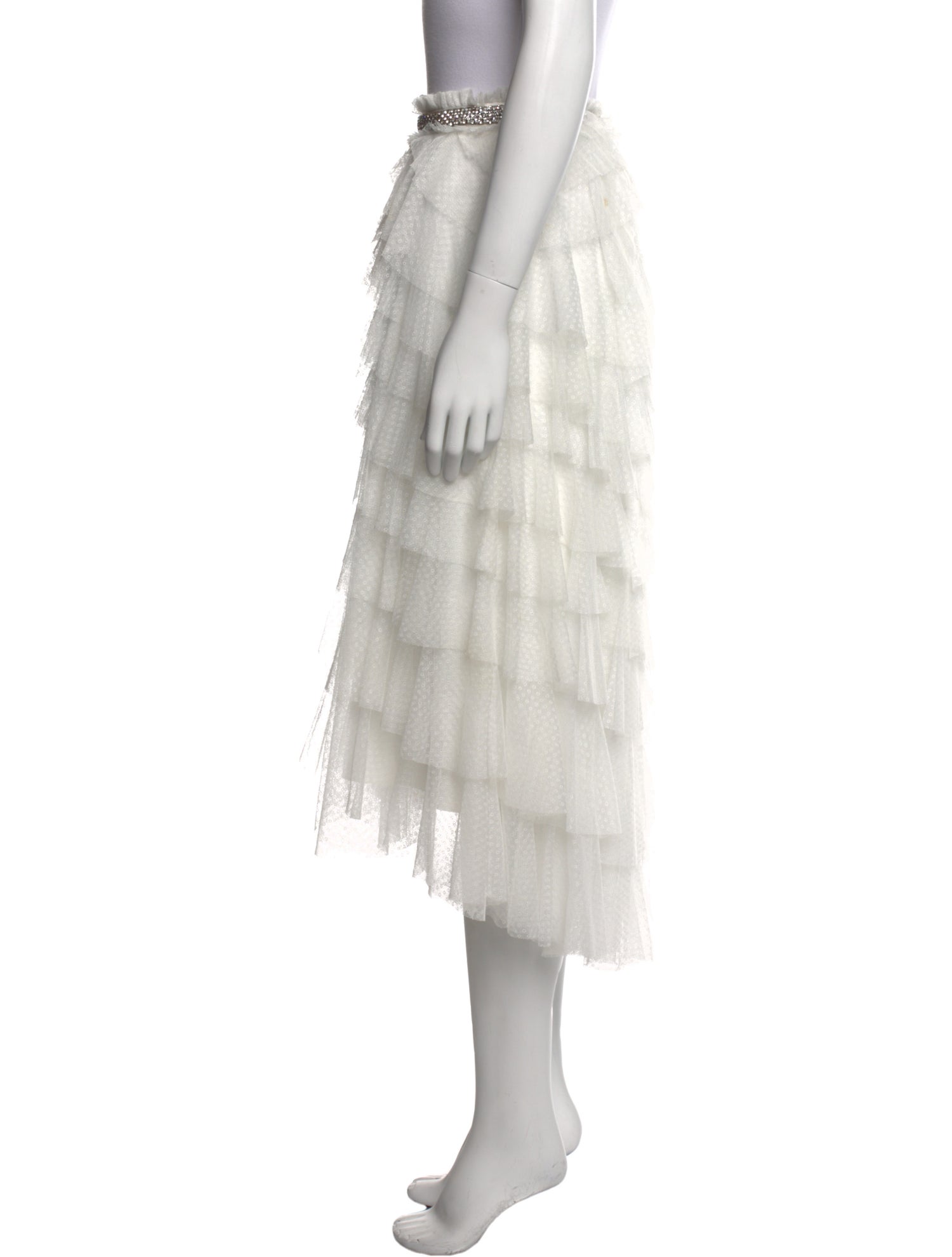 Needle & Thread Mesh Accents Knee-Length Skirt