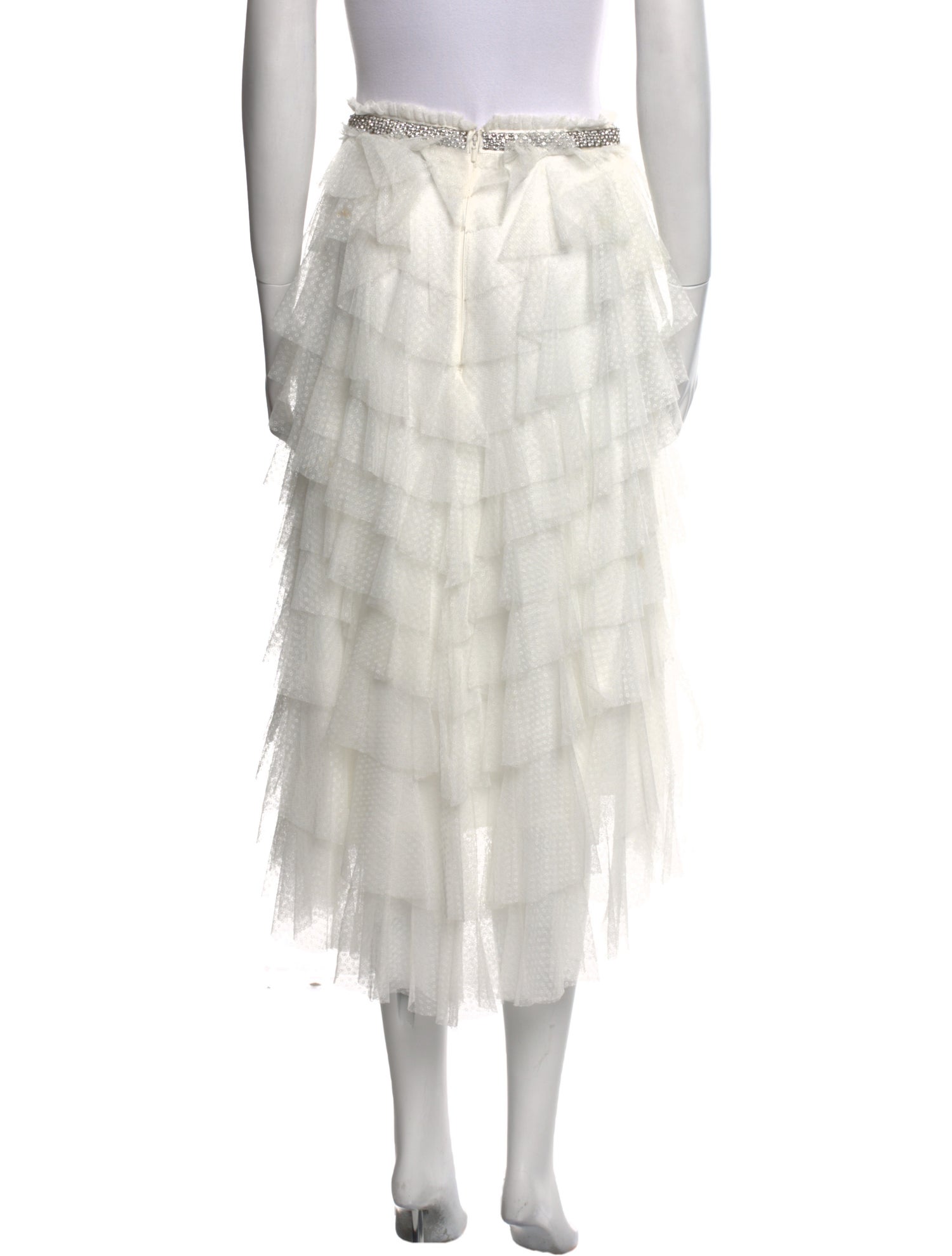 Needle & Thread Mesh Accents Knee-Length Skirt