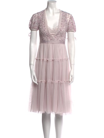 Needle & Thread V-Neck Knee-Length Dress