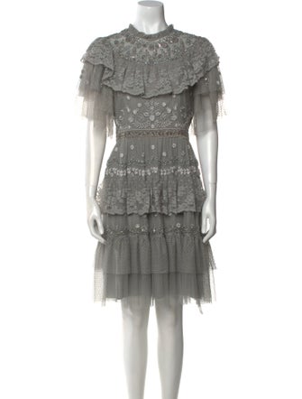 Needle & Thread Mock Neck Knee-Length Dress