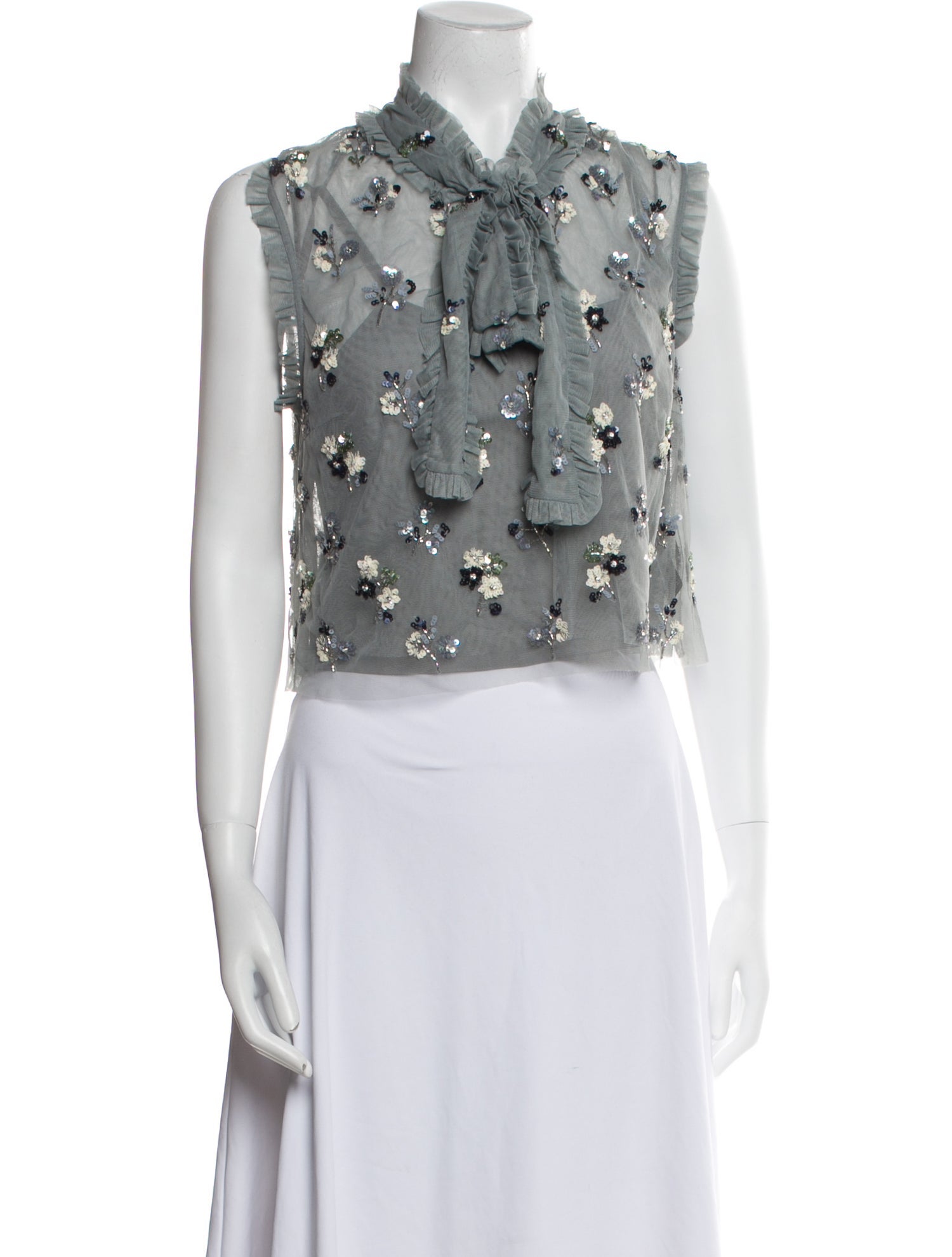 Needle & Thread Floral Print Mock Neck Crop Top