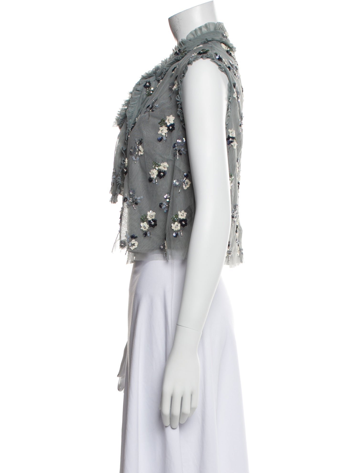 Needle & Thread Floral Print Mock Neck Crop Top