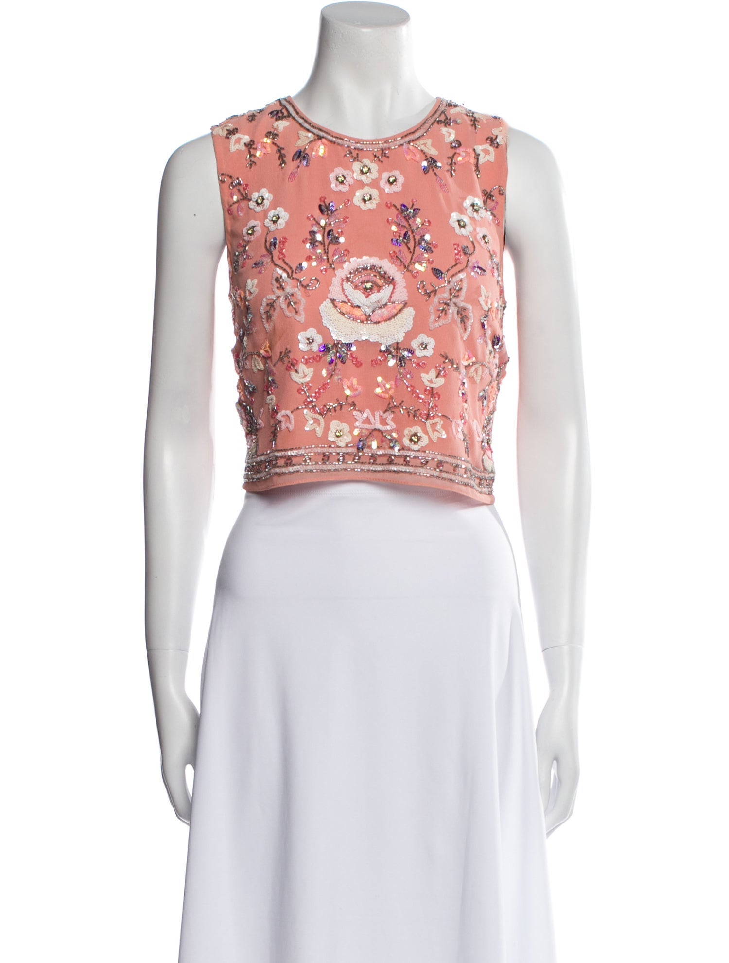 Needle & Thread Floral Print Scoop Neck Crop Top