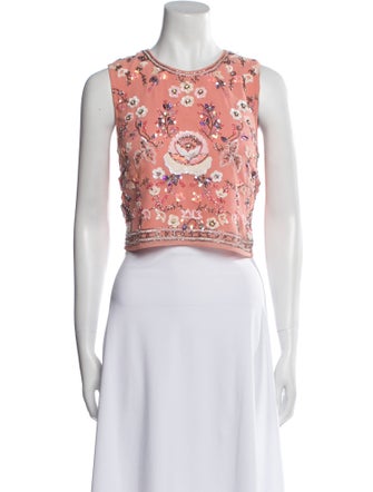 Needle & Thread Floral Print Scoop Neck Crop Top