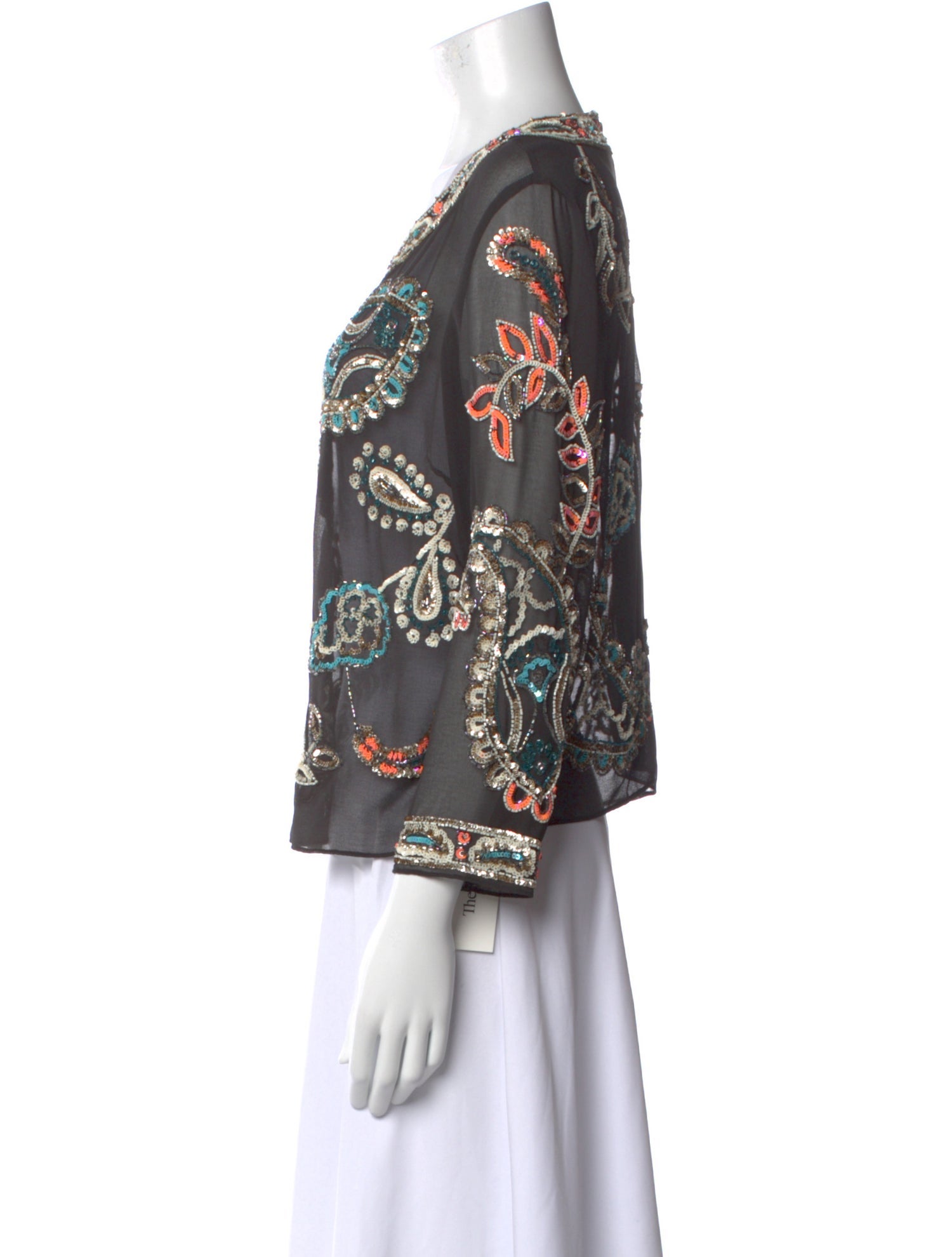 Needle & Thread Floral Print Bateau Neckline Blouse