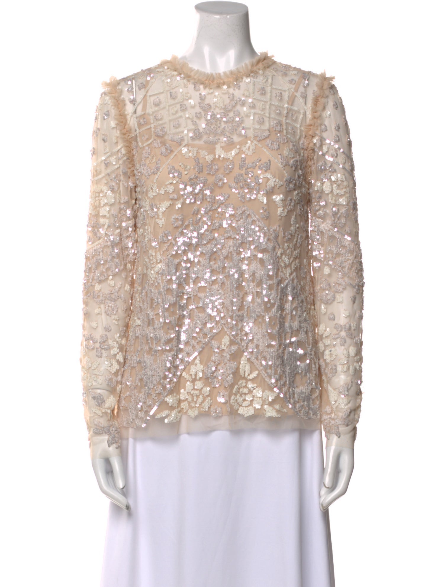 Needle & Thread Crew Neck Long Sleeve Blouse