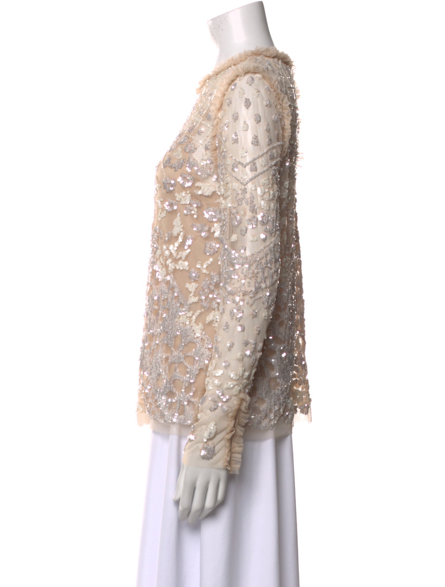 Needle & Thread Crew Neck Long Sleeve Blouse