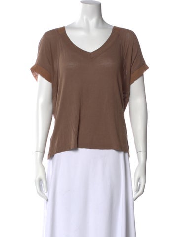 Pre-owned Needle & Thread V-neck Short Sleeve T-shirt In Brown