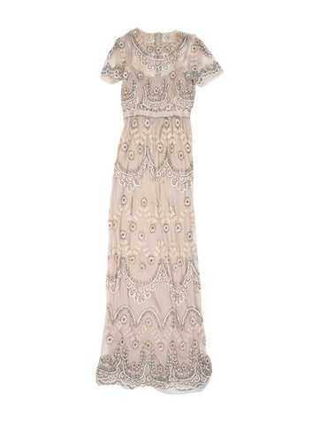 Pre-owned Needle & Thread Paisley Print Long Dress W/ Tags In Neutral