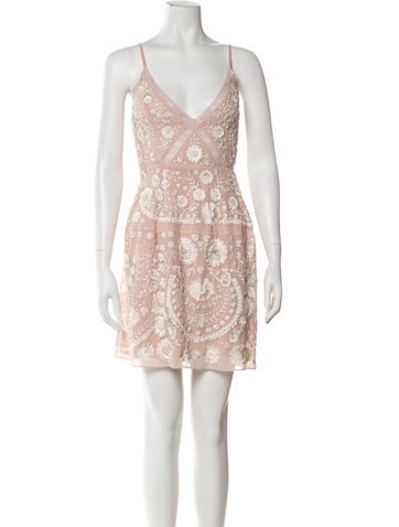 Pre-owned Needle & Thread Lace Pattern Mini Dress In Pink