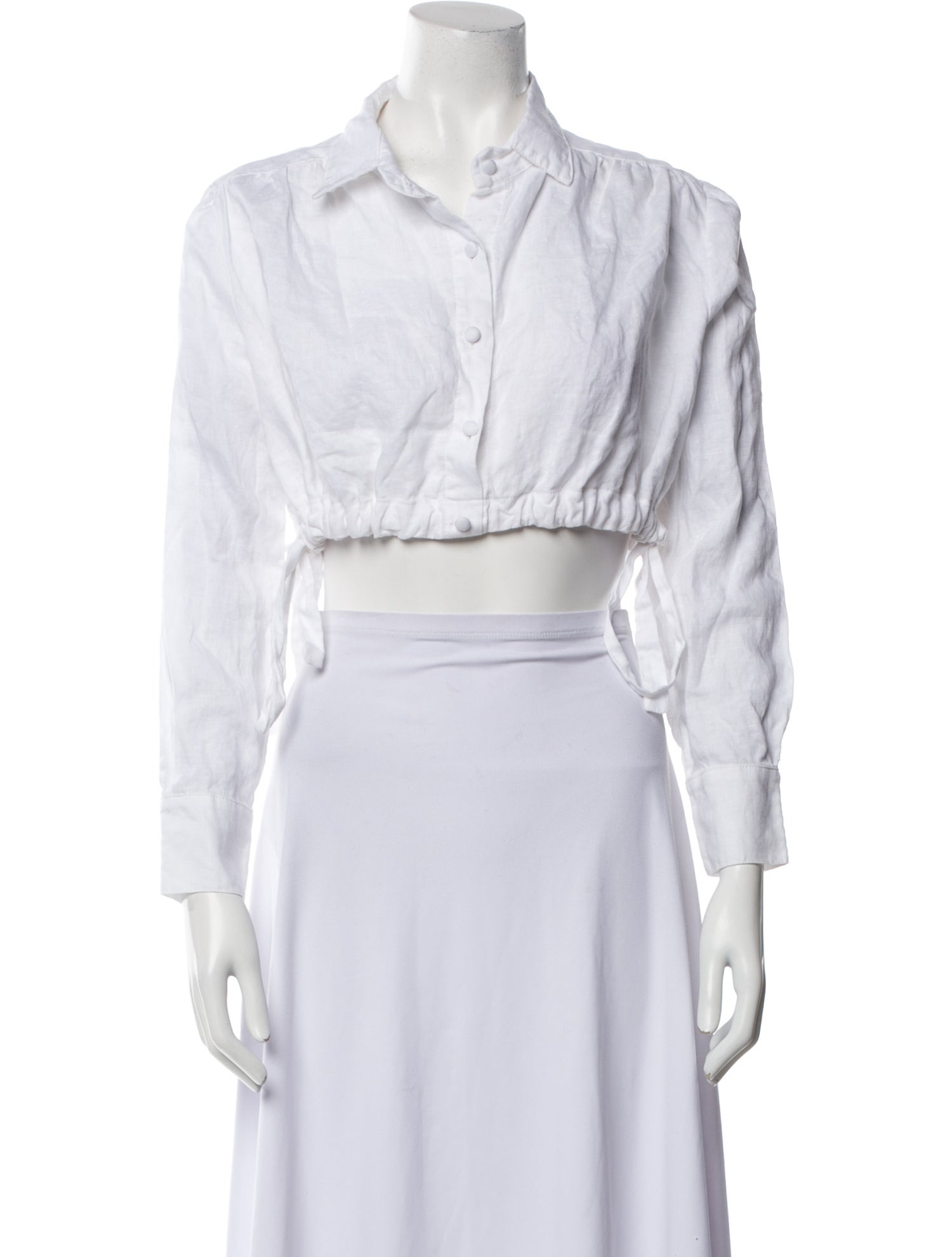 Nonchalant Linen Three-Quarter Sleeve Crop Top