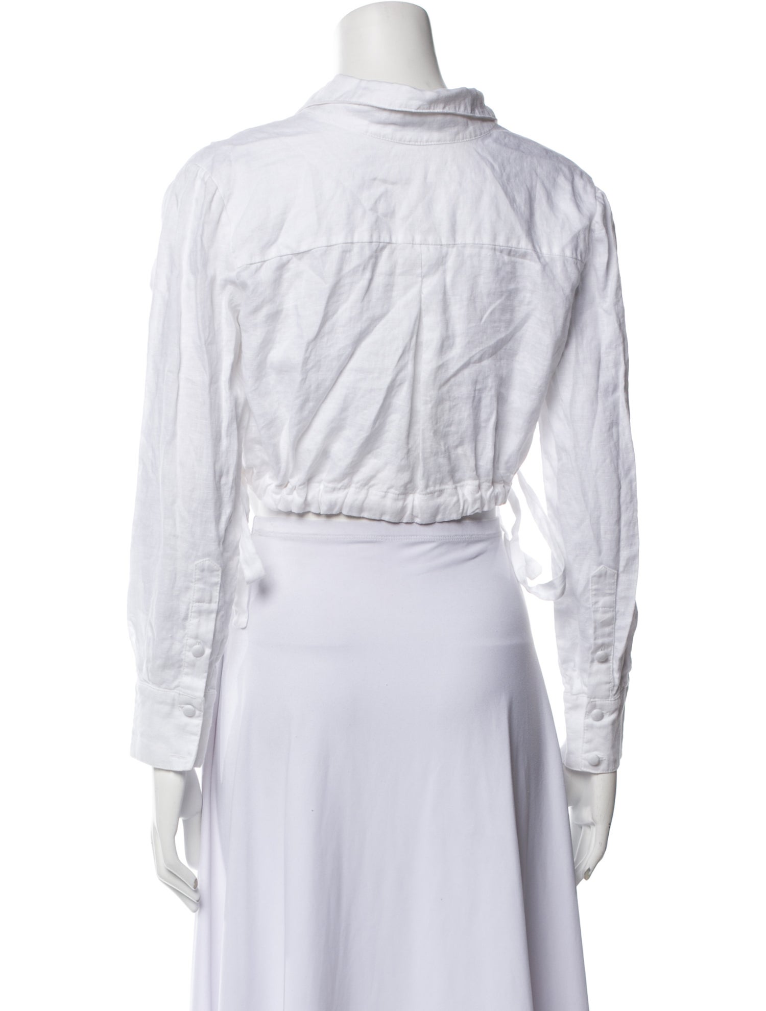 Nonchalant Linen Three-Quarter Sleeve Crop Top