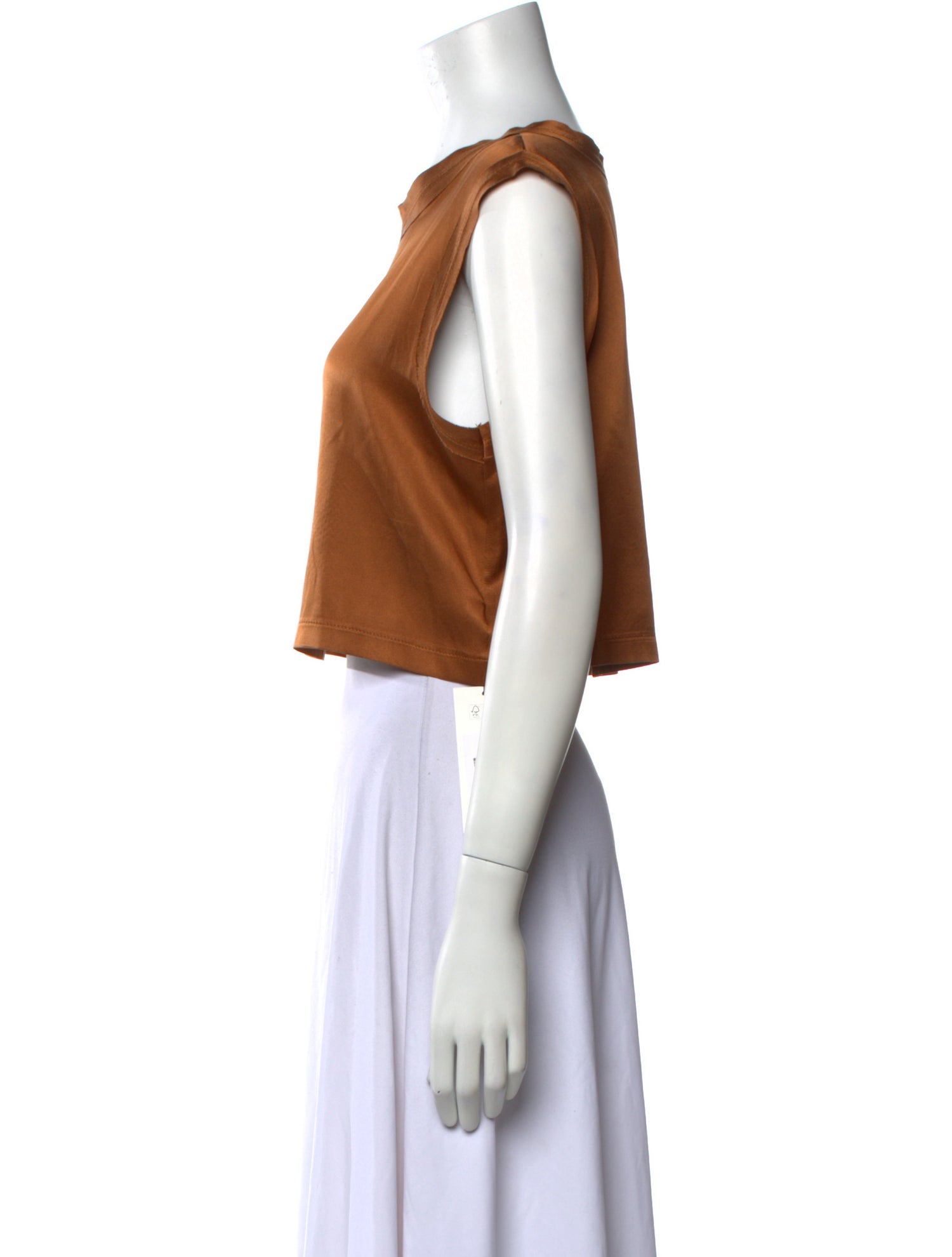 Nonchalant Silk Bateau Neckline Crop Top