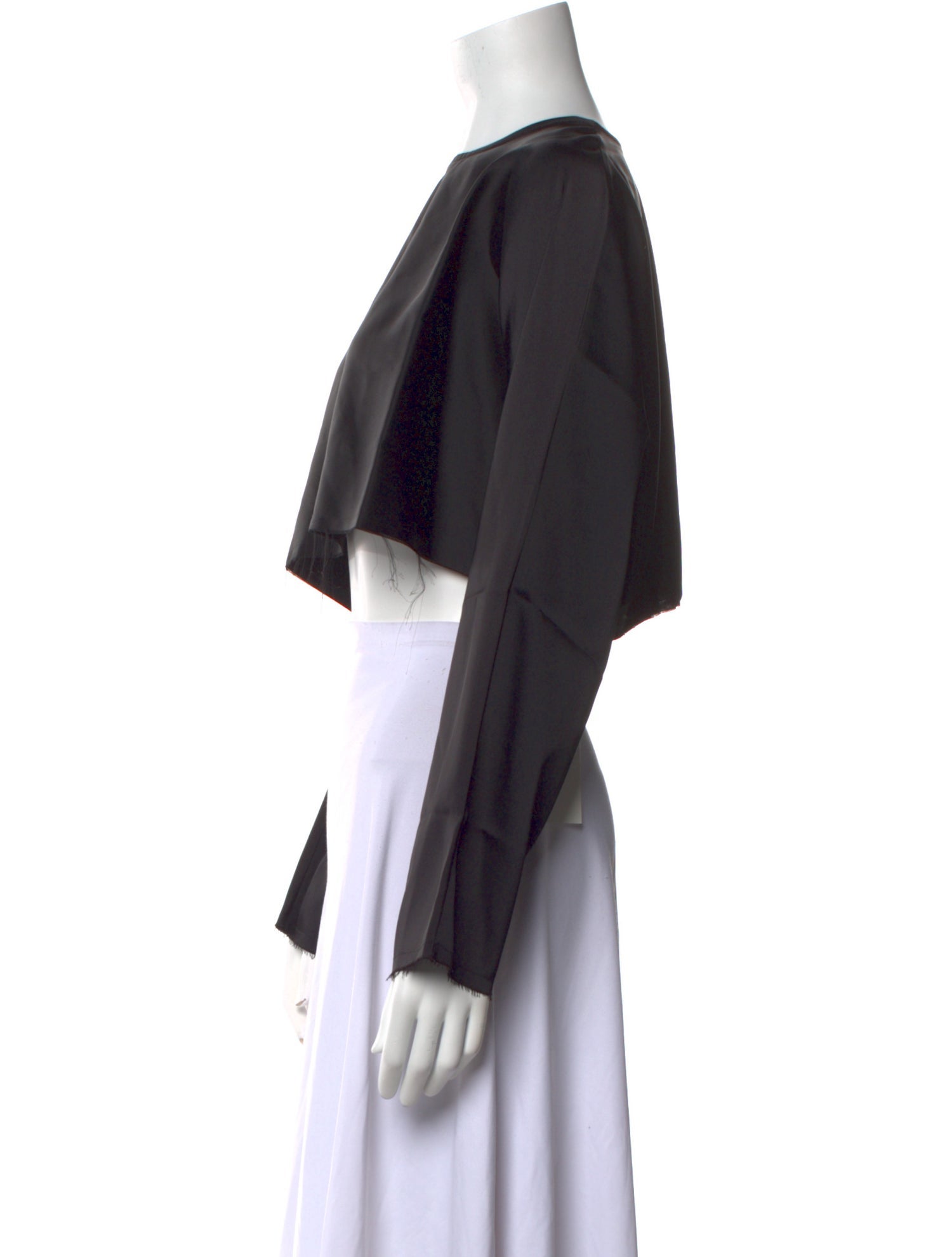 Nonchalant Bateau Neckline Long Sleeve Crop Top