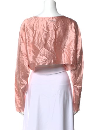 Nonchalant Silk Bateau Neckline Crop Top