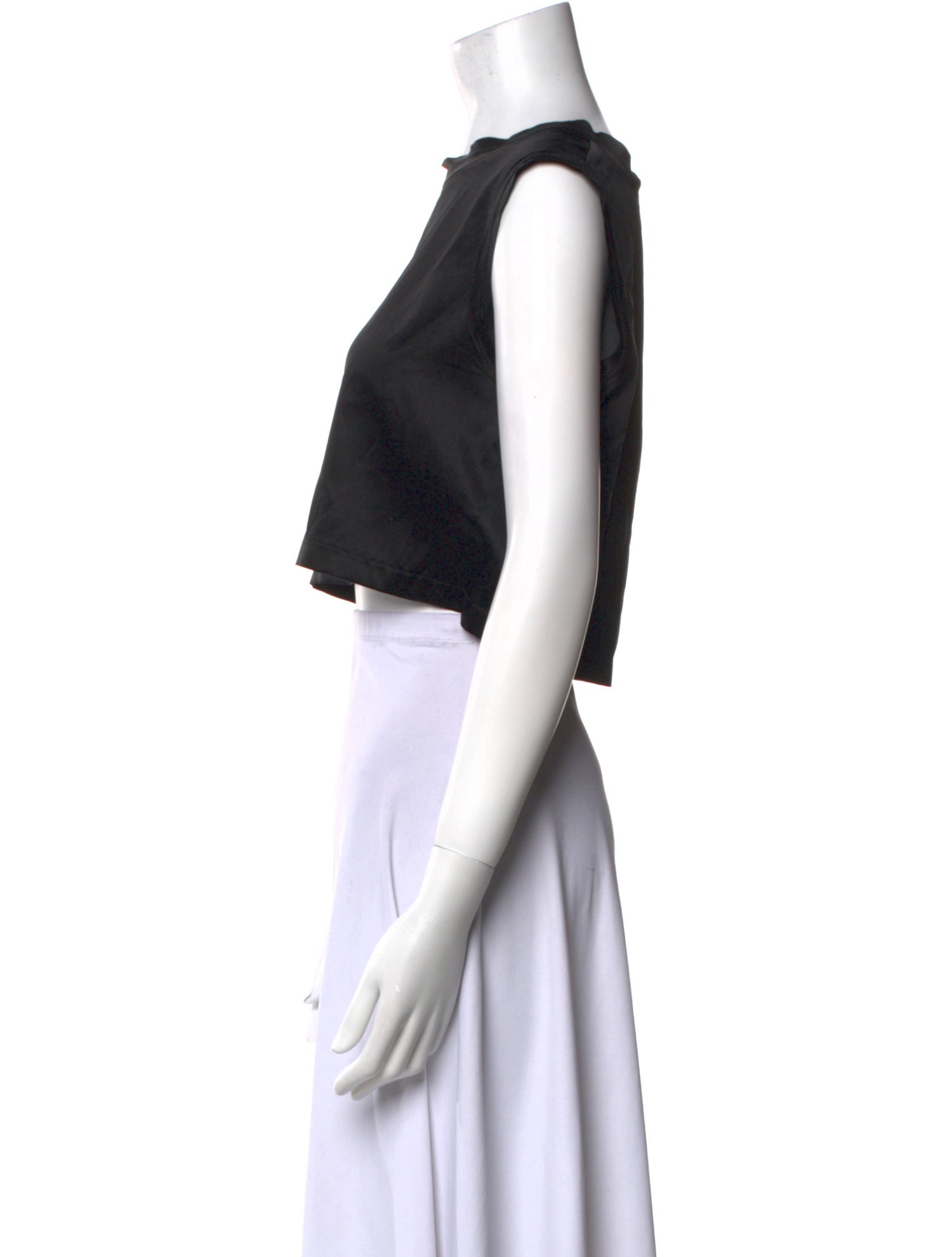 Nonchalant Silk Bateau Neckline Crop Top