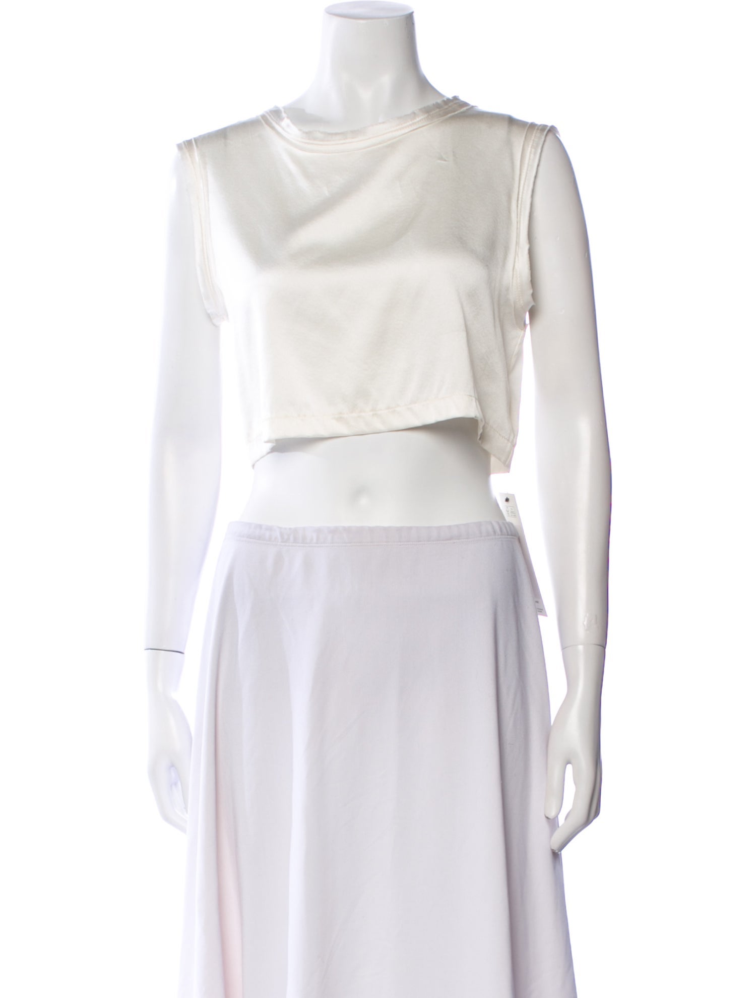 Nonchalant Silk Bateau Neckline Crop Top