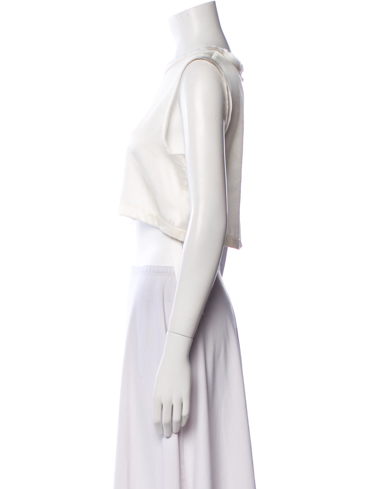 Nonchalant Silk Bateau Neckline Crop Top