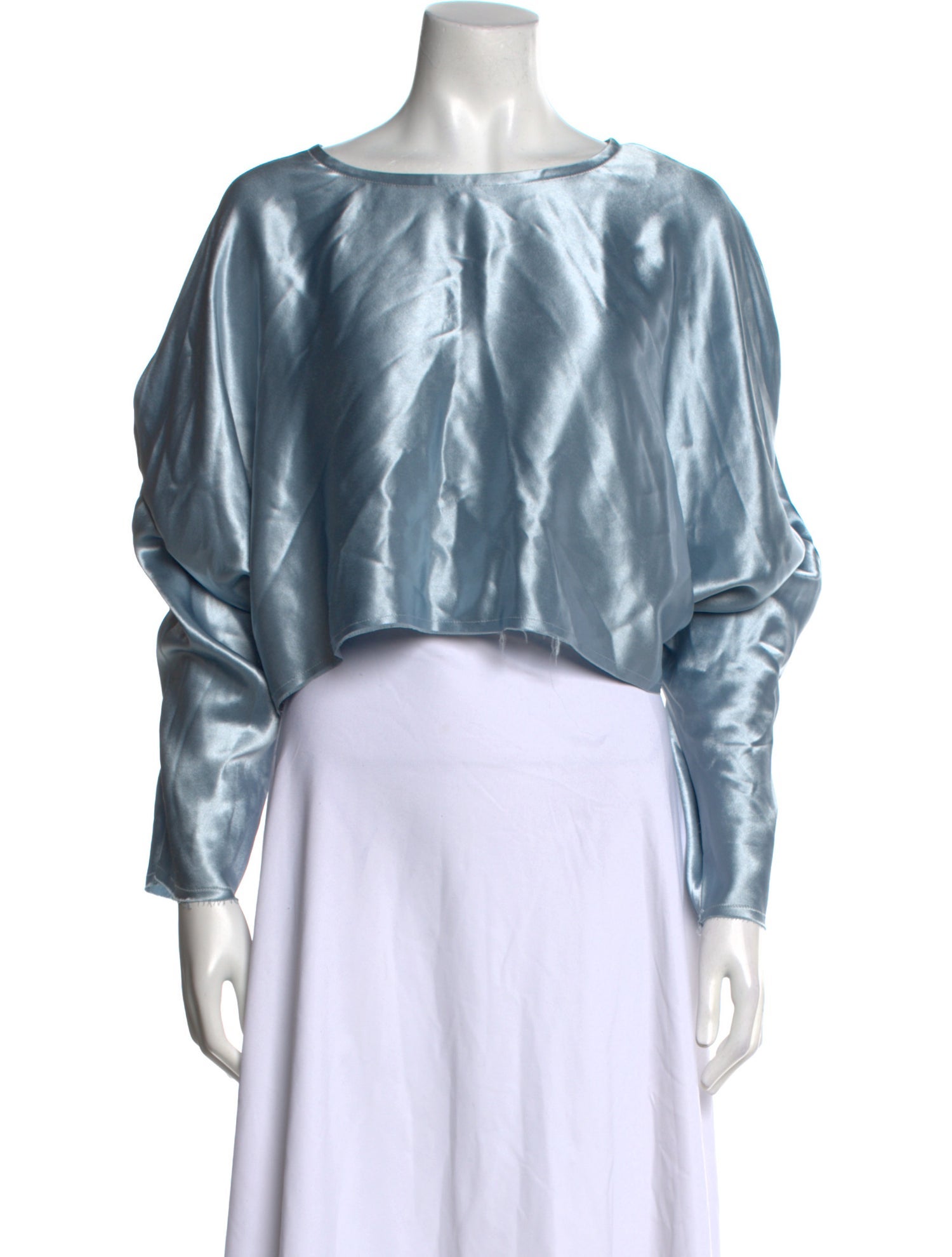 Nonchalant Bateau Neckline Long Sleeve Crop Top