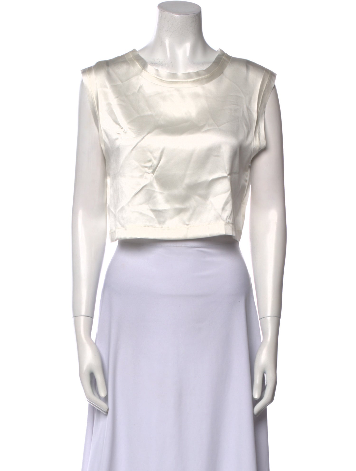 Nonchalant Silk Bateau Neckline Crop Top