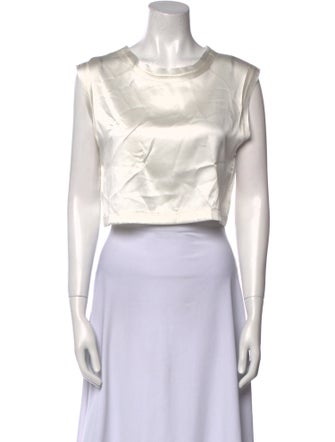 Nonchalant Silk Bateau Neckline Crop Top