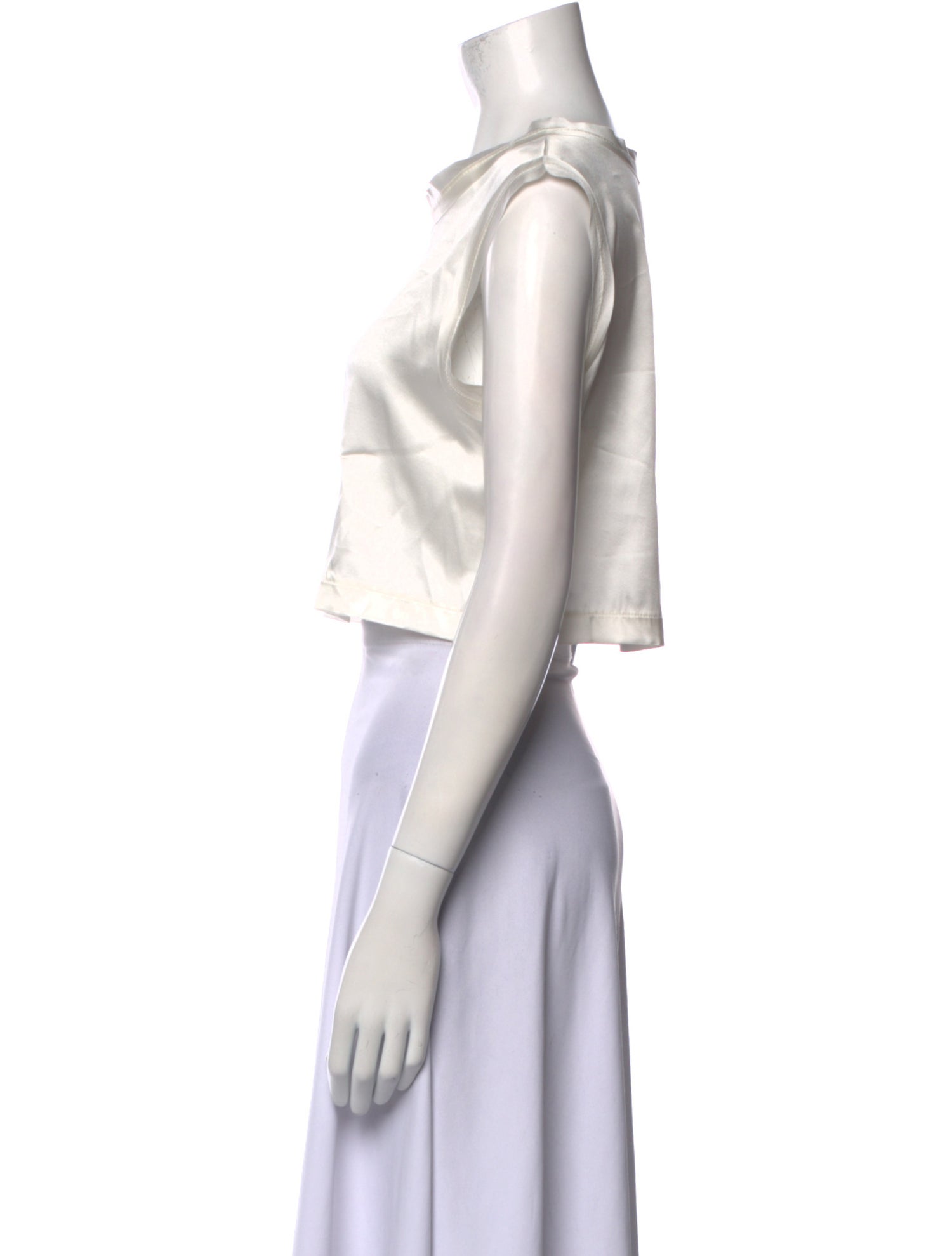 Nonchalant Silk Bateau Neckline Crop Top