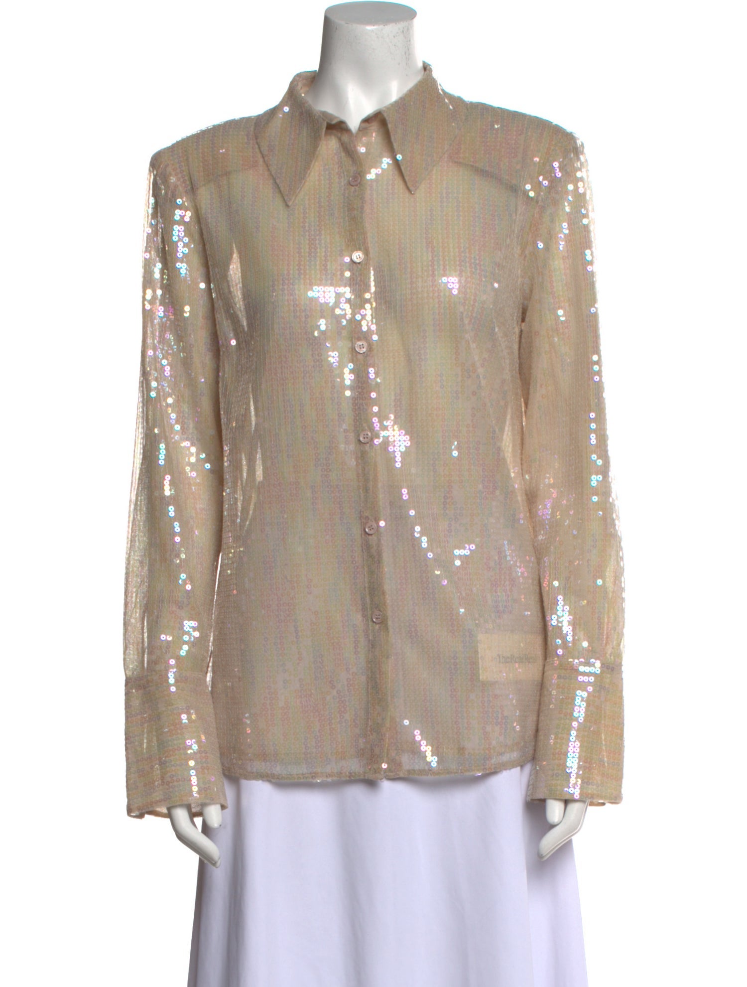 Nonchalant Patterned Long Sleeve Button-Up Top w/ Tags