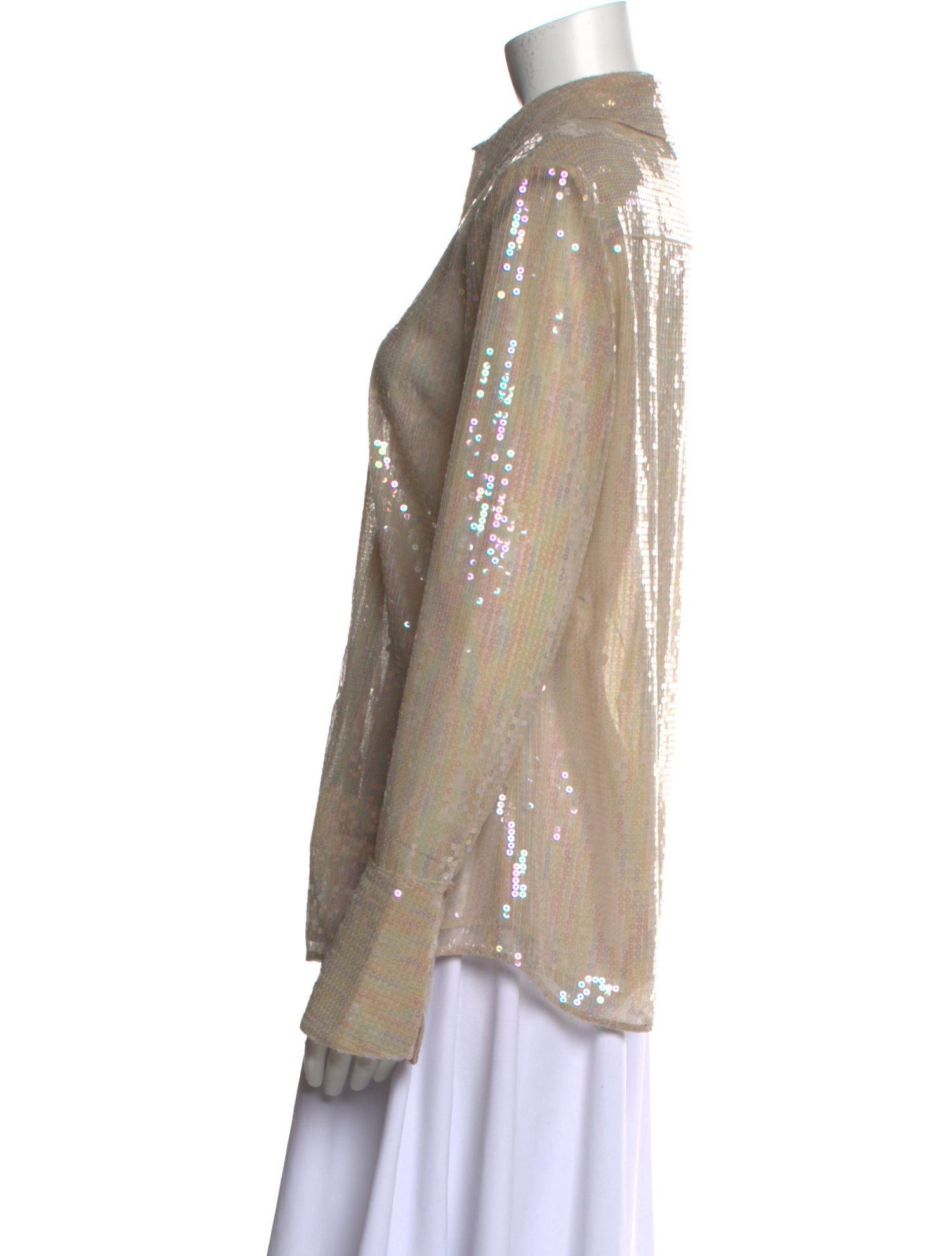 Nonchalant Patterned Long Sleeve Button-Up Top w/ Tags