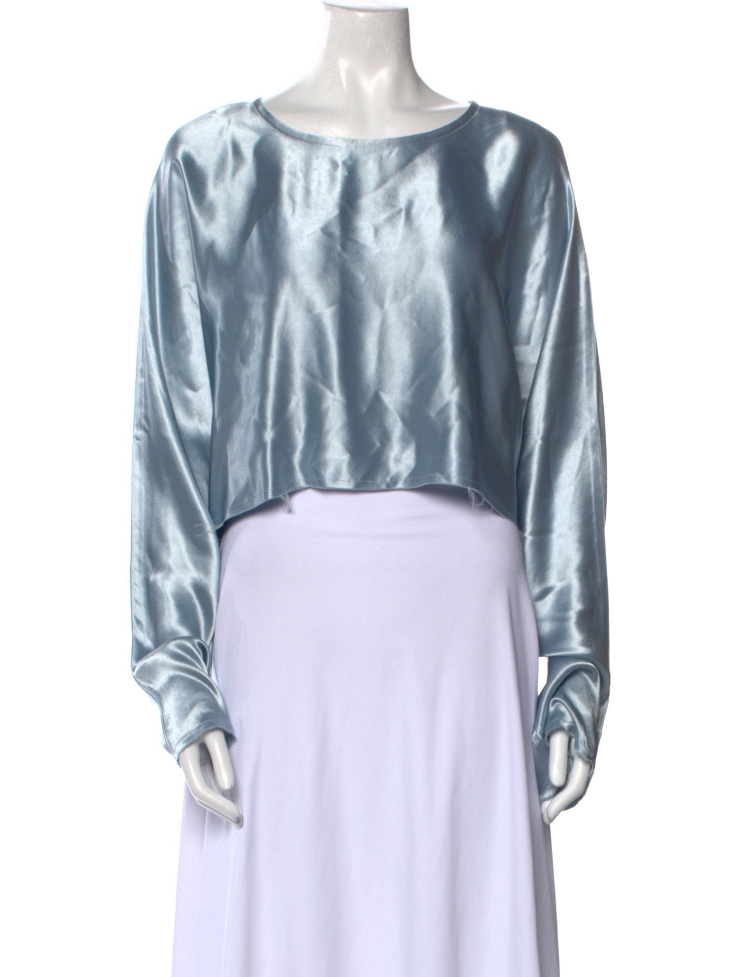 Nonchalant Bateau Neckline Long Sleeve Crop Top