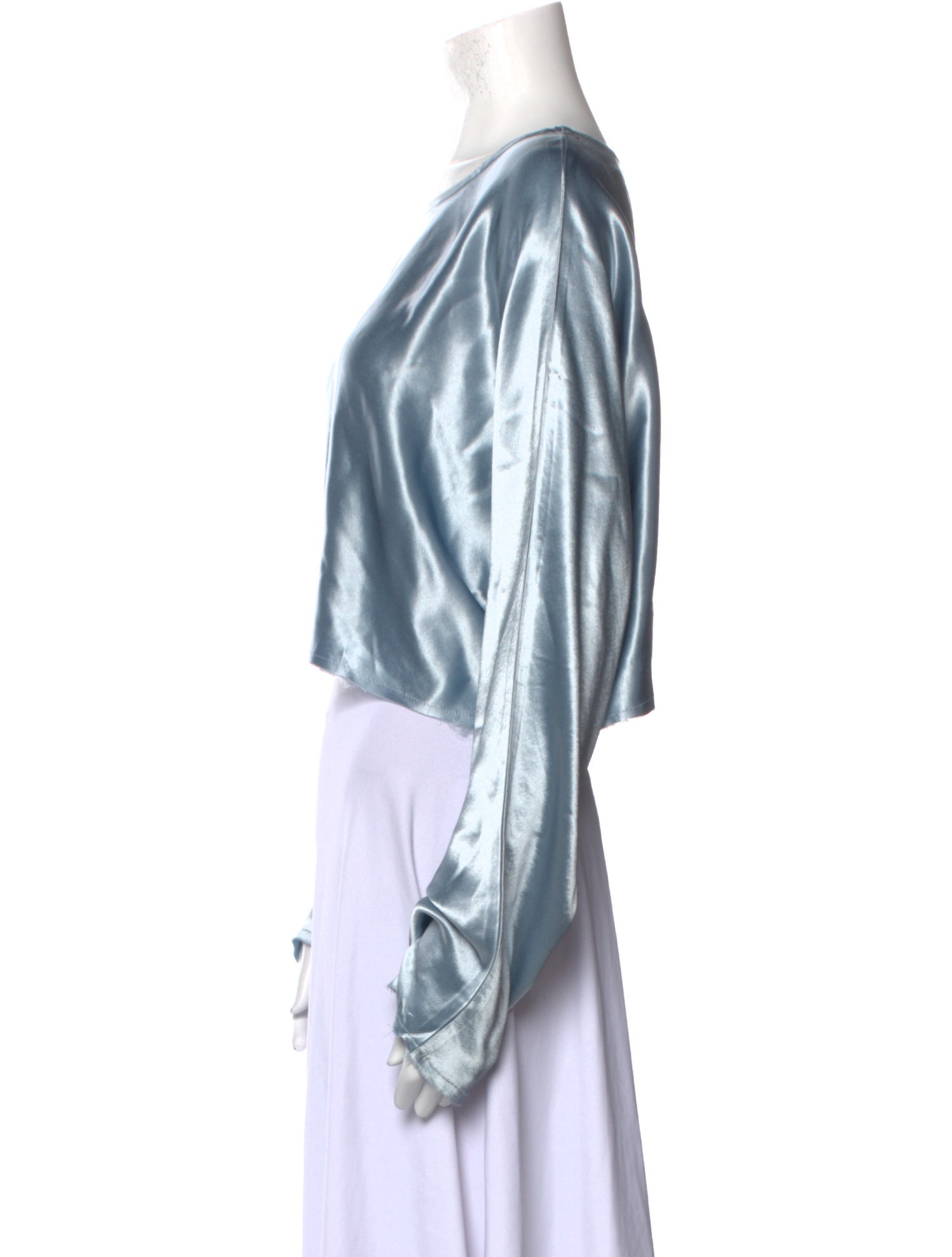 Nonchalant Bateau Neckline Long Sleeve Crop Top