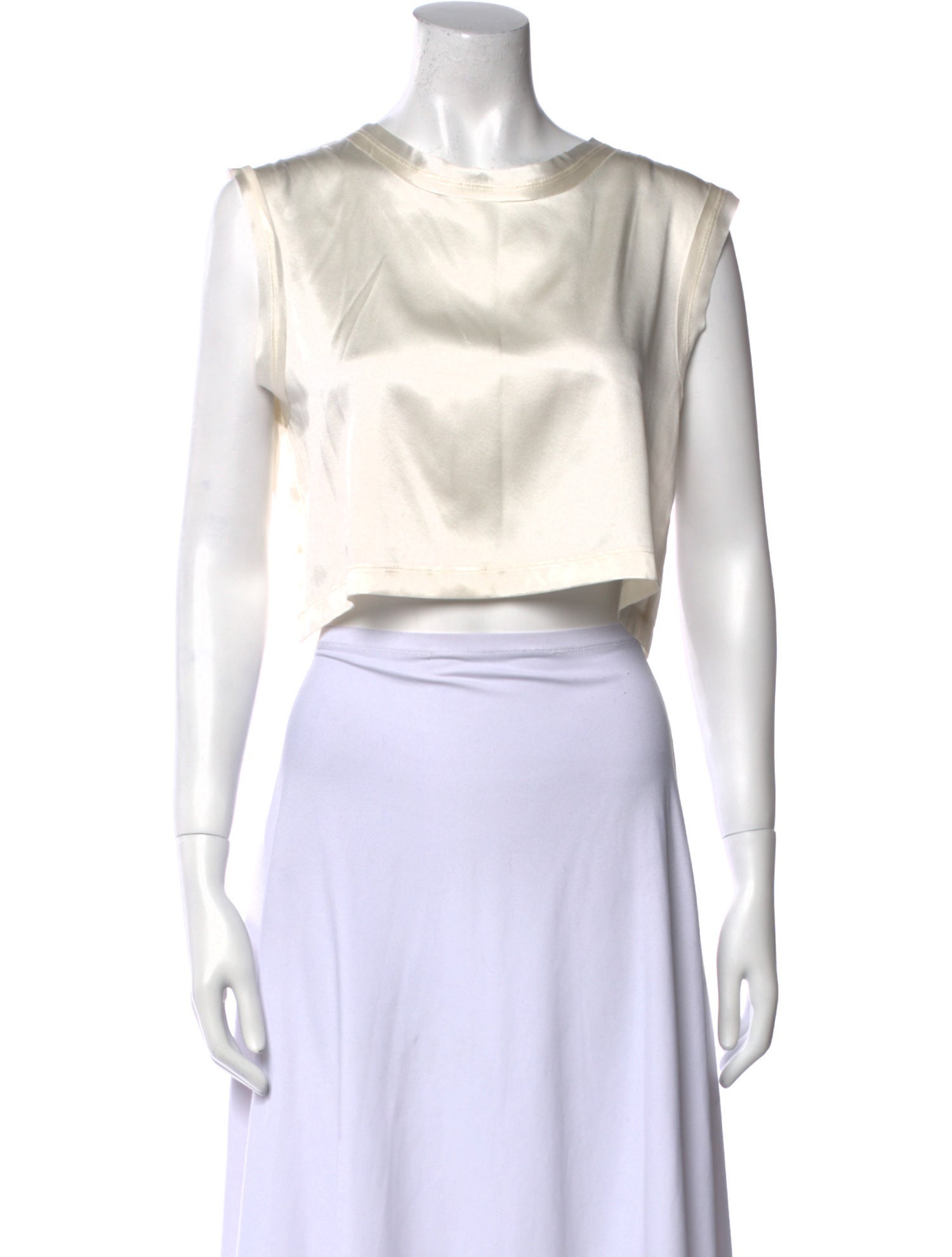 Nonchalant Silk Scoop Neck Crop Top
