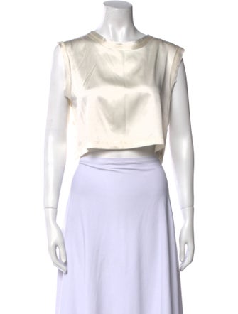 Nonchalant Silk Scoop Neck Crop Top