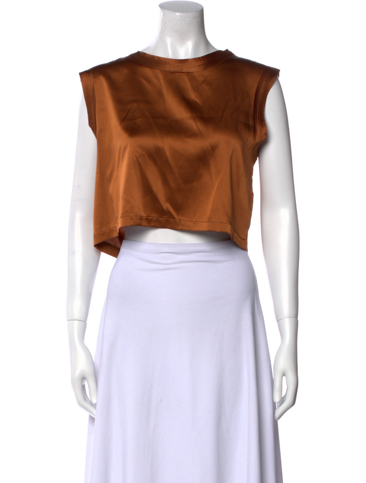 Nonchalant Silk Scoop Neck Crop Top