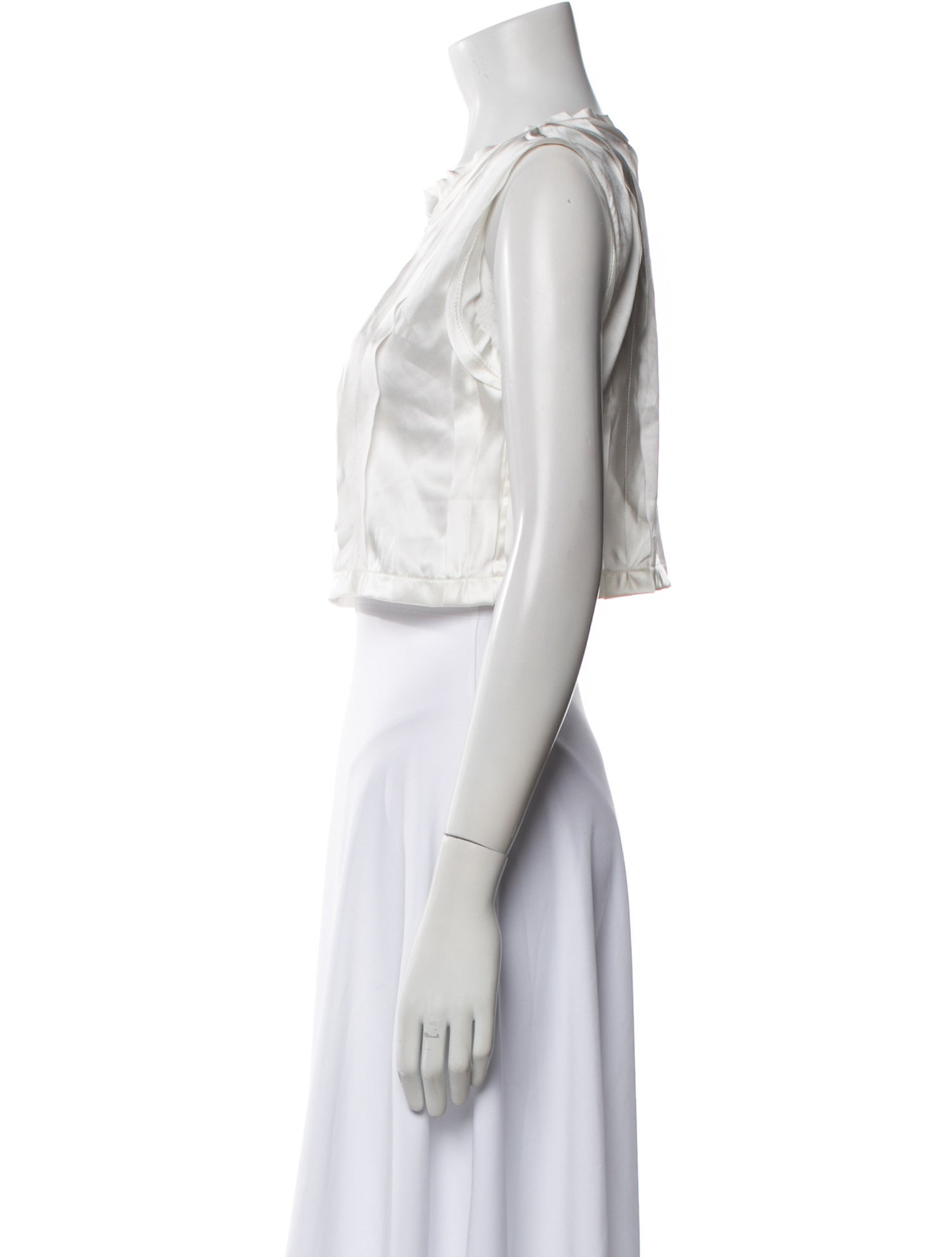 Nonchalant Silk Bateau Neckline Crop Top