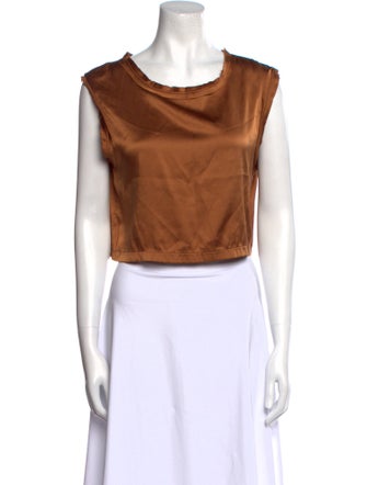 Nonchalant Silk Scoop Neck Crop Top