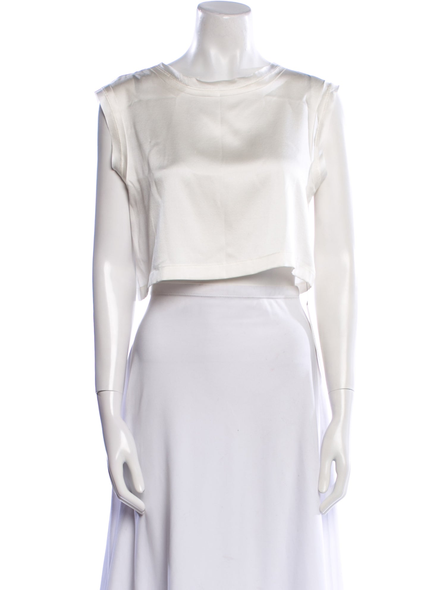 Nonchalant Silk Bateau Neckline Crop Top