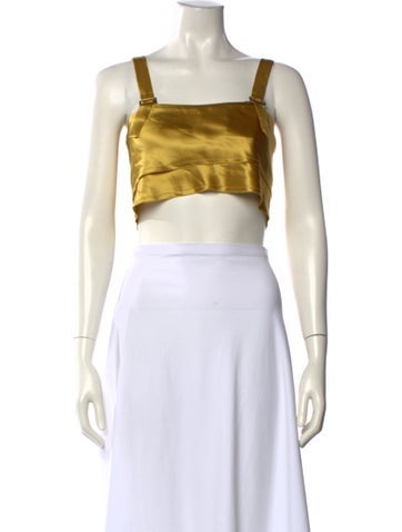 Pre-owned Nonchalant Square Neckline Sleeveless Crop Top W/ Tags In Yellow