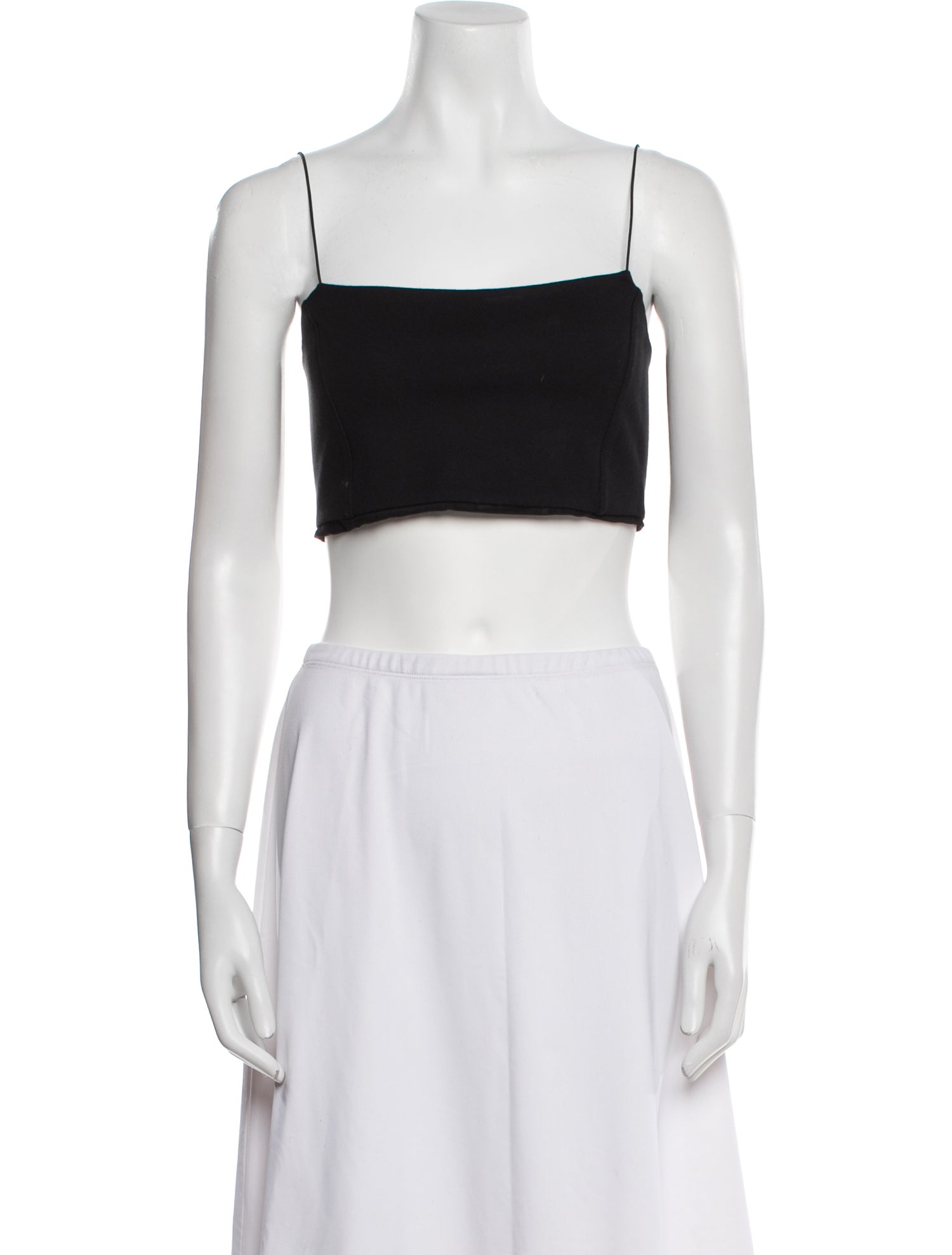 NINETY PERCENT Square Neckline Sleeveless Crop Top