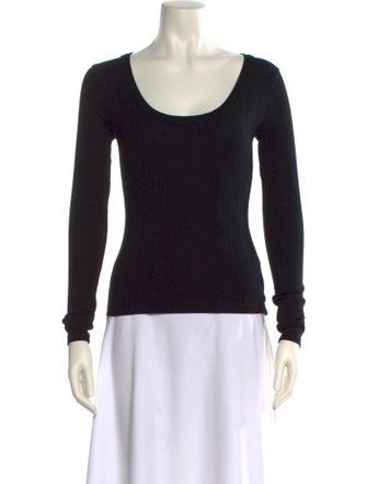 NINETY PERCENT Scoop Neck Long Sleeve Top