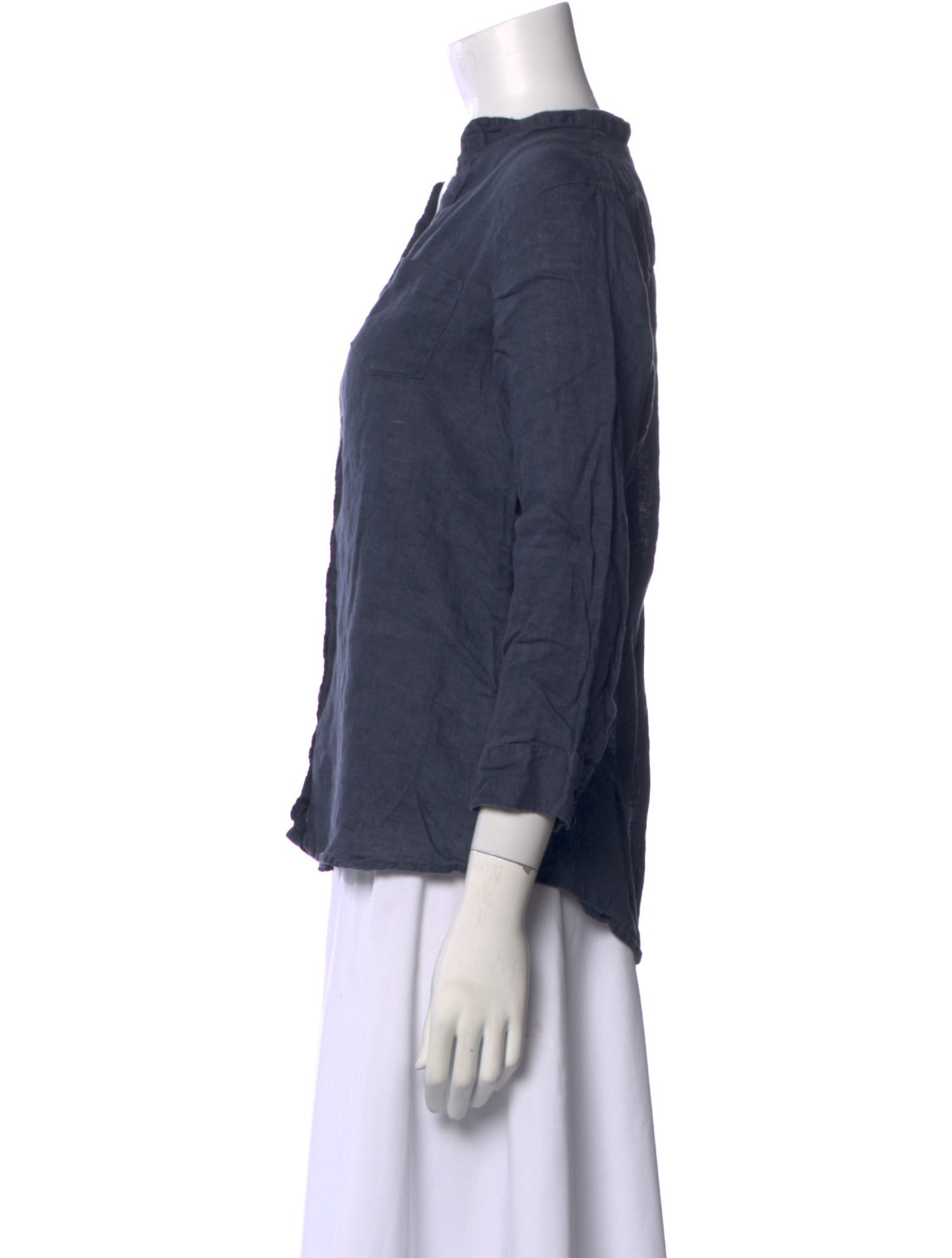 NINETY PERCENT Linen V-Neck Button-Up Top