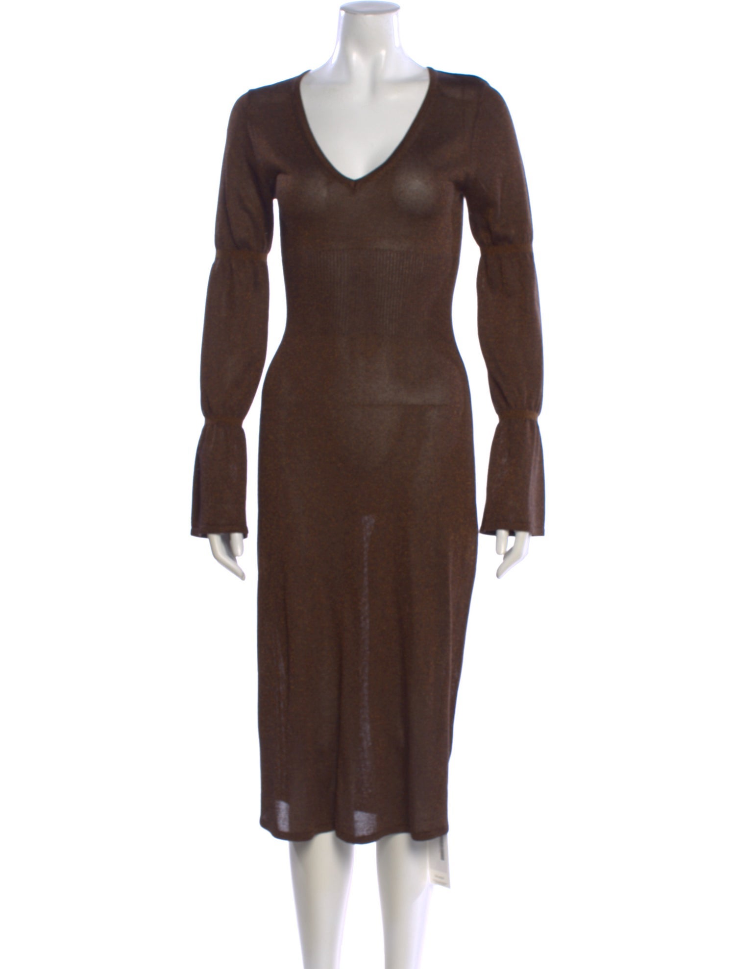 NINETY PERCENT V-Neck Midi Length Dress