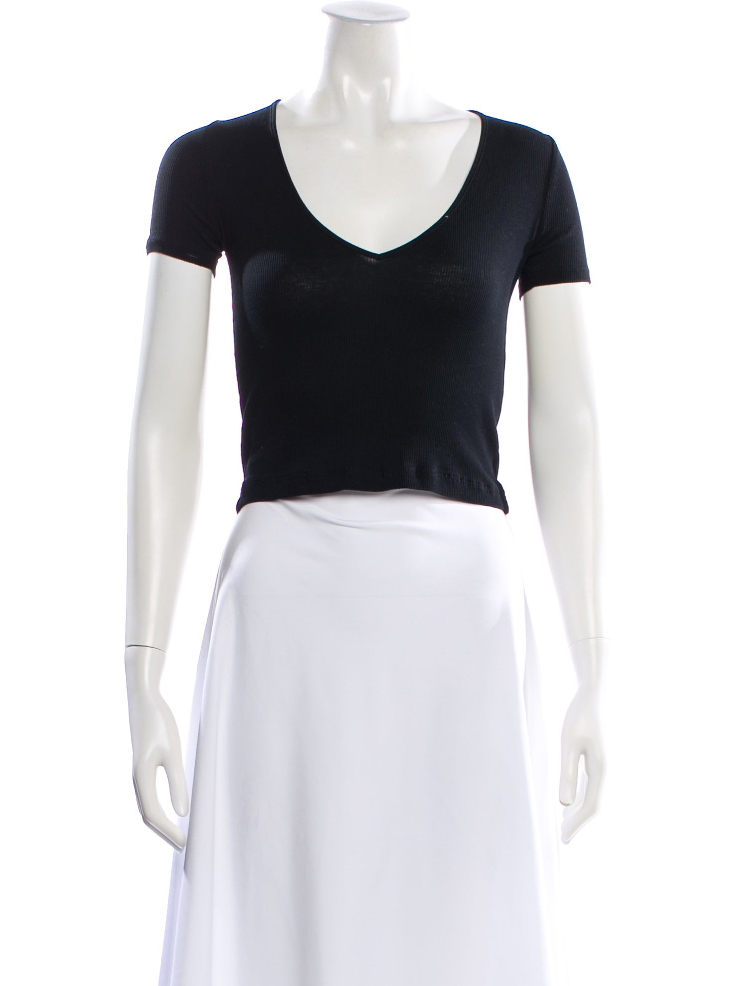 NINETY PERCENT V-Neck Short Sleeve Crop Top