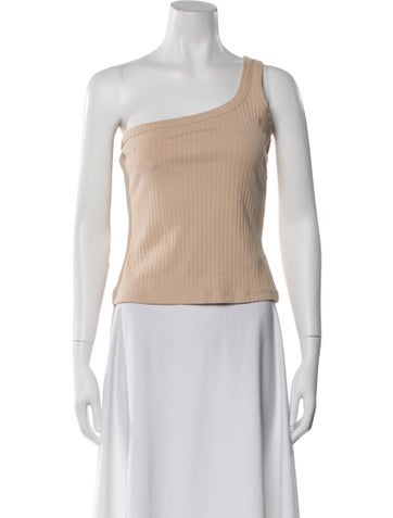 Pre-owned Ninety Percent One-shoulder Sleeveless Top In Neutrals