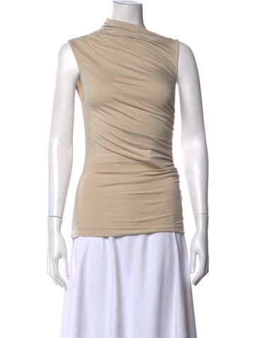 Pre-owned Ninety Percent Mock Neck Sleeveless Top In Neutral