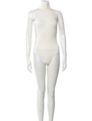 Pre-owned Ninety Percent Turtleneck Sleeveless Bodysuit In White