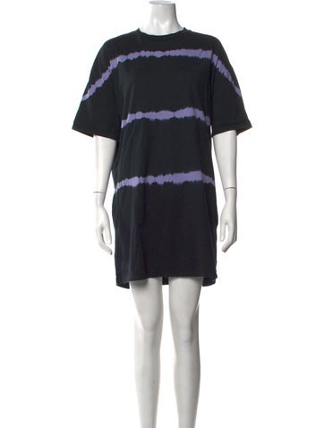 Pre-owned Ninety Percent Tie-dye Print Mini Dress In Black