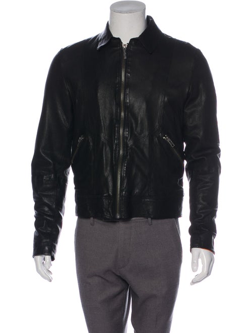 Nudie Leather Zip-Up Jacket black