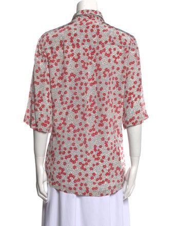 Nuè Floral Print Three-Quarter Sleeve Button-Up Top