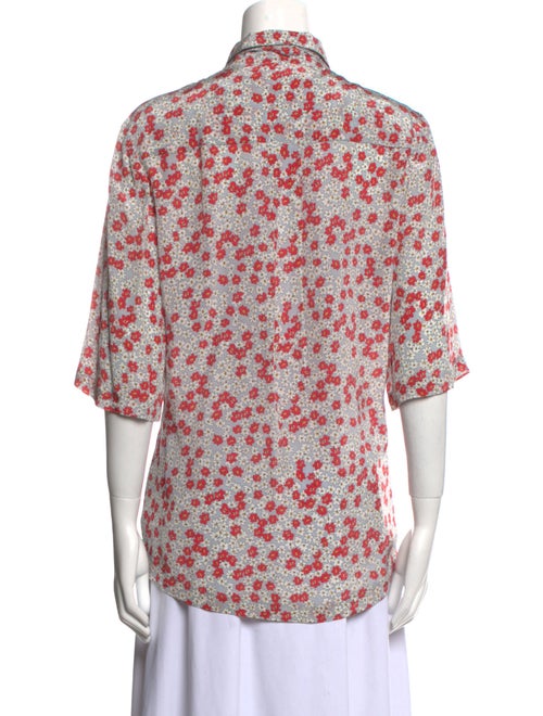 Nuè Floral Print Three-Quarter Sleeve Button-Up Top